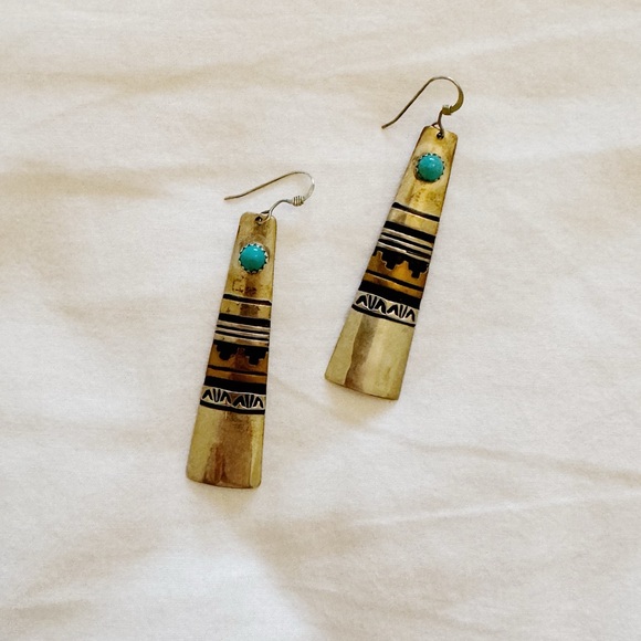 Aztec Turquoise Earrings - Picture 4 of 6